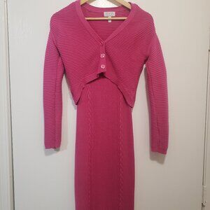 Sofia Vergara Hot Pink Sweater Dress & Cropped Cardigan Set – Size S